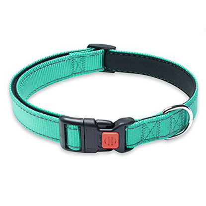 Picture of Reflective Dog Collar with Buckle Adjustable Safety Nylon Collars for Small Medium Large Dogs, Green L