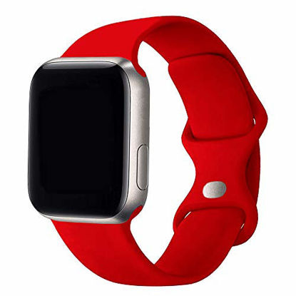Picture of 2BKaler Silicone Band Compatible for Apple Watch 38mm 40mm 42mm 44mm, Series 6/5/4/3/2/1/SE (38mm/40mm S/M,Red)