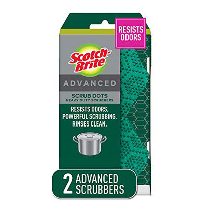 Picture of Scotch-Brite Scrub Dots Advanced Heavy Duty Scrubbers, 2 Scrub Sponges