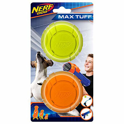Picture of Nerf Dog Sonic Ball Dog Toys, Lightweight, Durable and Water Resistant, 2.5 Inches, for Small/Medium/Large Breeds, Two Pack, Green and Orange