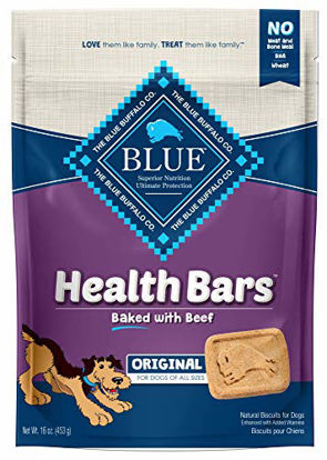 Picture of Blue Buffalo Health Bars Natural Crunchy Dog Treats Biscuits, Beef 16-oz bag