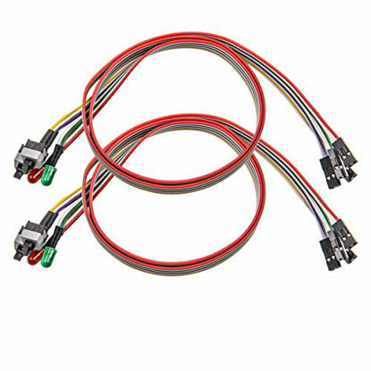 Picture of 2 Pack Computer Case ATX Power On Off Reset Switch Cable with 2 x LED Light Light Red Green 27-inch ATX Case Front Bezel Wire