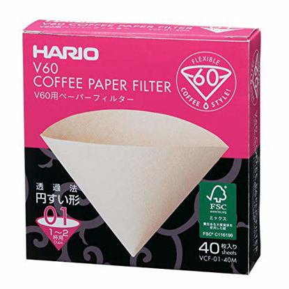 Picture of Hario V60 Paper Coffee Filters, Size 01, Natural, 40ct Boxed