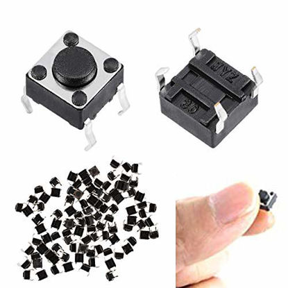 Picture of DAOKI 100Pcs Tact Button Switch 6x6x4.5mm 4Pin DIP Micro Panel PCB Momentary Tactile Tact Push Button Switch