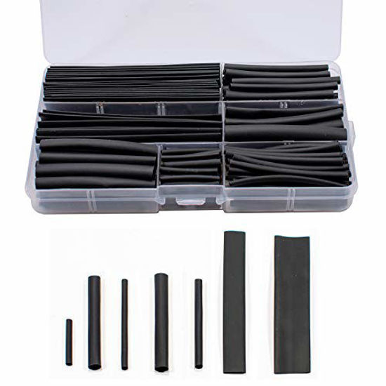 Picture of 150 PCS Heat Shrink Tubing Kit - 3:1 Dual Wall Tube - Adhesive Lined - Marine Cable Wire Sleeve Tube Wrap Assortment with Storage Case for DIY - Black