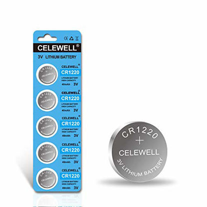 Picture of 5-Year Warranty CELEWELL CR1220 3V Lithium Battery 40mAh for Fairy Pearls/LED Light/Bracelet/Flashlight/Clock (5-Pack)