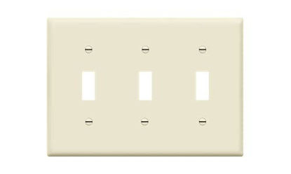 Picture of ENERLITES Triple Toggle Light Switch Wall Plate, Gloss Finish, Standard Size 3-Gang 4.50" x 6.38", Unbreakable Polycarbonate Thermoplastic, 8813-LA, Light Almond