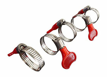 Picture of Band Style 5/16 Wide Adjustable Key Style, Stainless Steel Hose Clamps, Easy-Turn Plastic Thumb Screw, Includes 5 Clamps, by Tech Team (1/2 - 1 (13-25 mm) Diameter)