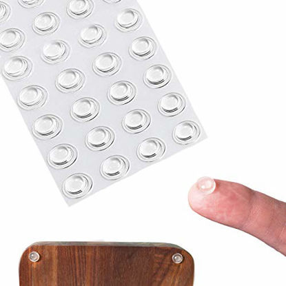 Picture of BEADNOVA Drawer Bumpers 100Pcs Cabinet Door Pads Clear Kitchen Cabinet Door Stops Picture Frame Bumpers Self Adhesive Cabinet Pads for Doors Drawer (Jelly Button, 8x2mm)