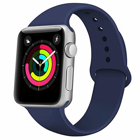 Picture of adepoy Sport Band Compatible with Apple Watch Bands 38mm 40mm 42mm 44mm Soft Silicone Replacement Watch Band for Apple Watch Series 5/4/3/2/1 Nike+ Edition Midnight Blue-S