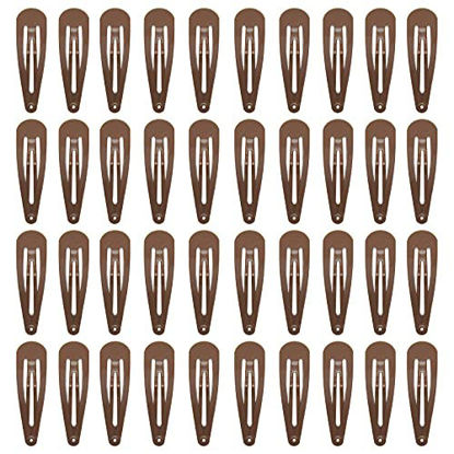 Picture of 40 Counts Colorful Metal Snap Hair Clips 2 Inch Barrettes for Women Accessories (brown)