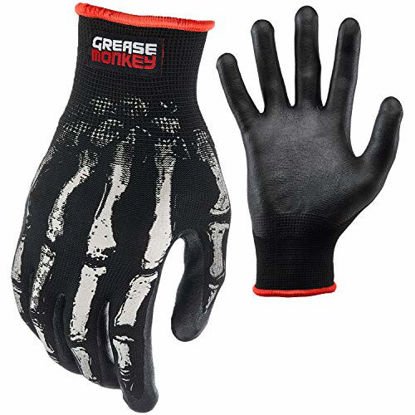 Picture of Grease Monkey Bone Series Foam Nitrile Mechanic Gloves with Grip, Work Gloves and All Purpose Gloves, Bones, Medium