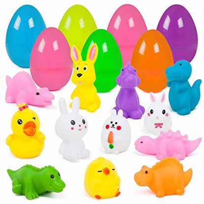 Picture of YIHONG Easter Eggs Prefilled with Bath Toys for Toddlers, 12 Pack Plastic Eggs with Assorted Toys for Kids Easter Egg Hunts, Easter Party Favors
