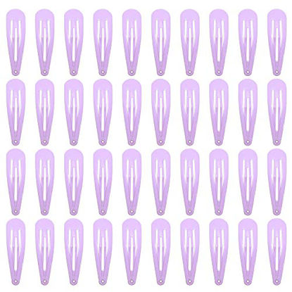 Picture of 40 Counts Colorful Metal Snap Hair Clips 2 Inch Barrettes for Women Accessories (light purple)