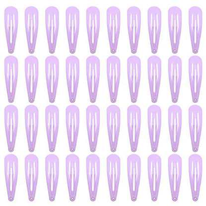Picture of 40 Counts Colorful Metal Snap Hair Clips 2 Inch Barrettes for Women Accessories (light purple)