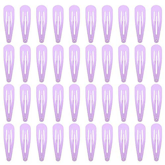 Picture of 40 Counts Colorful Metal Snap Hair Clips 2 Inch Barrettes for Women Accessories (light purple)