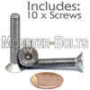 Picture of (10) M6-1.00 x 35mm (FT) - Stainless Steel Flat Head Socket Caps Screws Countersunk DIN 7991 - A2-70/18-8 - MonsterBolts (10, M6 x 35mm)