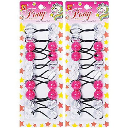 Picture of 20 Pcs Hair Ties 20mm Ball Bubble Ponytail Holders Colorful Clear Assorted Elastic Accessories for Kids Children Girls Women All Ages (Clear/Pink Assorted)