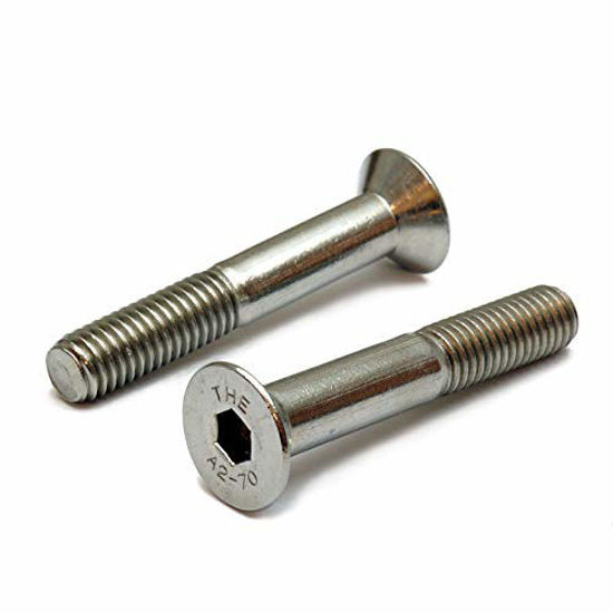 Picture of (10) M6-1.00 x 45mm (PT) - Stainless Steel Flat Head Socket Caps Screws Countersunk DIN 7991 - A2-70/18-8 - MonsterBolts (10, M6 x 45mm)