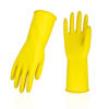 Picture of Vgo 1-Pair Reusable Household Gloves, Rubber Dishwashing gloves, Extra Thickness, Long Sleeves, Kitchen Cleaning, Working, Painting, Gardening, Pet Care (Size L, Yellow, HH4601)