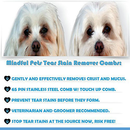 Picture of Mindful Pets Tear Stain Remover Combs for Dogs, Gently and Effectively Removes Crust, Mucus, and Stains