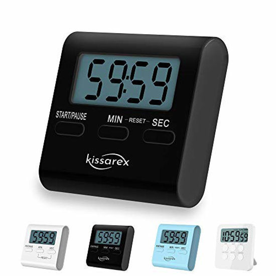 Kissarex Digital Kitchen Countdown Timer Teachers Classroom Counter Large LCD Loud Magnetic Clip Simple Clock Mini Small Stopwatch Big Beeper Minute Hour Seconds Cooking Giant Alarm Count Up 