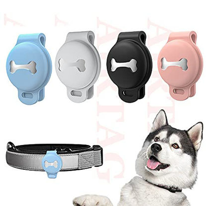 Picture of Skywin Silicone Airtag Case for Pet Collar - Case for Air Tag Dog Collar Protects Device from Dust and Damage - Anti-Lost Air Tags Holder for Cat, Dog and Other Pets (Black)