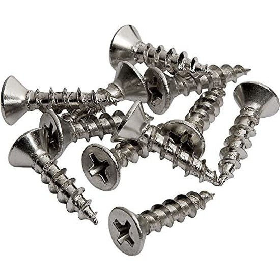 Picture of #6 x 5/8" Nickel Plated Flat Head Screws - #2 Philips Drive - Ideal for Installation of Cabinet Hinge & Drawer Slides - 100 Screws