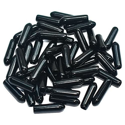 Picture of 50pcs Vinyl Flexible End Caps, Rubber End Caps, Black Bolt Screw Thread Protector Safety Cover (1/8 Inch 3 mm)
