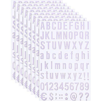 Picture of 8 Sheets Self Adhesive Vinyl Letters Numbers Kit, Mailbox Numbers Sticker for Mailbox, Signs, Window, Door, Cars, Trucks, Home, Business, Address Number (1/2 Inch, White)