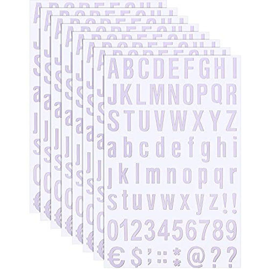 8 Sets 536 Pcs Vinyl Letter Stickers 2 Inches Number Stickers Alphabet  White