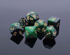 Picture of CREEBUY Polyhedral DND Dice Set Glitter Dice for Dungeon and Dragons D&D RPG Role Playing Games Green Mix Black Nebula Dice