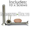 Picture of (10) M6-1.00 x 50mm (FT) - Stainless Steel Flat Head Socket Caps Screws Countersunk DIN 7991 - A2-70/18-8 - MonsterBolts (10, M6 x 50mm)