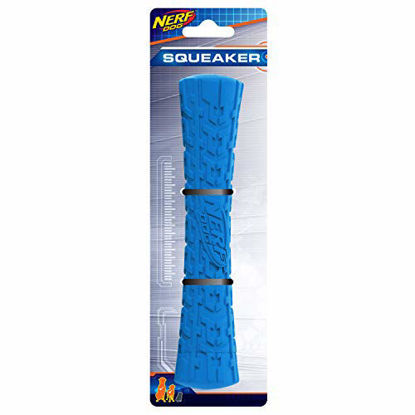 Picture of Nerf Dog Tire Stick Dog Toy with Interactive Squeaker, Lightweight, Durable and Water Resistant, 7 Inches, For Medium/Large Breeds, Single Unit, Blue (2197), Medium to Large
