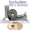 Picture of (20) M6-1.00 x 20mm (FT) - Stainless Steel Flat Head Socket Caps Screws Countersunk DIN 7991 - A2-70/18-8 - MonsterBolts (20, M6 x 20mm)