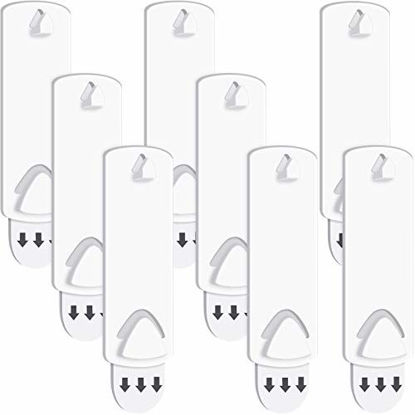 Picture of 8 Pieces No Damage Picture Hangers Picture Hanging Kit Without Nails No Trace Adhesive Art Hanger for Bathroom Kitchen Home Door Closet, White (8)