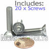 Picture of (20) M6-1.00 x 30mm (FT) - Stainless Steel Flat Head Socket Caps Screws Countersunk DIN 7991 - A2-70/18-8 - MonsterBolts (20, M6 x 30mm)