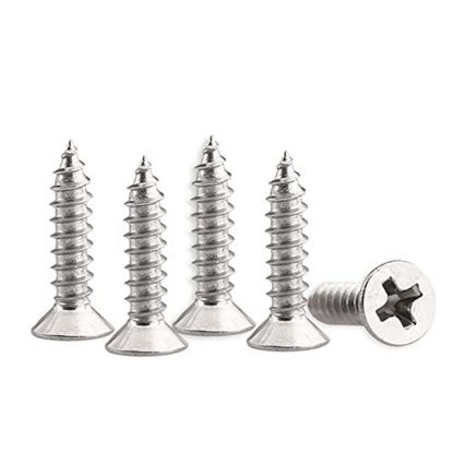 Picture of #6 X 5/8" Stainless Steel Wood Screw 100 pcs - Flat Head Self Tapping Screw Metal Screws, Pointed Tail, Full Thread