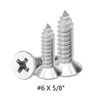 Picture of #6 X 5/8" Stainless Steel Wood Screw 100 pcs - Flat Head Self Tapping Screw Metal Screws, Pointed Tail, Full Thread