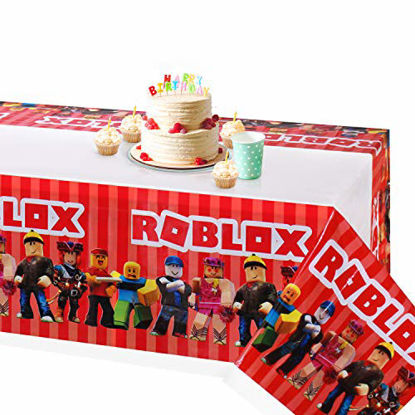 Picture of Robot Blocks Plastic Tablecloth,70" x 42",Disposable Ro-blox Table Cover for Birthday,Party Supplies (1 Pack)