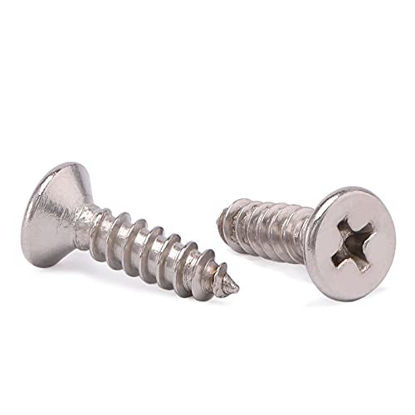 Picture of #4 x 3/4" Wood Screw 100Pcs 18-8 (304) Stainless Steel Screws Flat Head Phillips Fast Self Tapping Drywall Screws by SG TZH