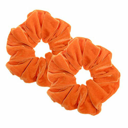 Picture of 2 Pcs Orange Color Large Size Scrunchies for Hair Women Hair Elastic Bands