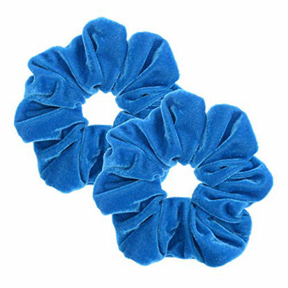 Picture of 2 Pcs Blue Color Large Size Scrunchies for Women Hair Elastic Bands