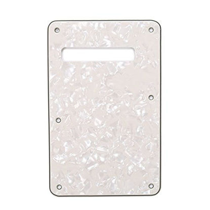 Picture of Musiclily 6 Hole Strat Back Plate Tremolo Cavity Cover Backplate for Fender American/Mexican Made Standard Stratocaster Modern Style Electric Guitar, 4Ply Parchment Pearl