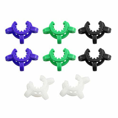 Picture of ZRM&E 8pcs 14mm Laboratory Keck Clamp Plastic Lab Keck Clips for Glass Standard Conical Interface Clip Ground Glass Joint, Mixed Color