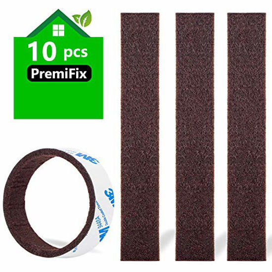 Picture of Felt Strips 10Pieces Pack 1"x 6" Self Adhesive Brown Furniture Felt Strips Anti Scratch Heavy Duty 5mm Thick Floor Protector for Rocking Chair for Hardwood Floor