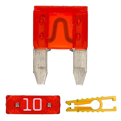 Picture of 20pcs 10A Mini Blade Fuse and 1 Fuse puller ATC/ATO 32V 10Amp Fast Blow for Automotive Car Truck SUV