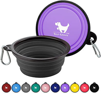 Picture of Expandable Dog Bowls for Travel, 2-Pack Dog Portable Water Bowl for Dogs Cats Pet Foldable Feeding Watering Dish for Traveling Camping Walking with 2 Carabiners, BPA Free