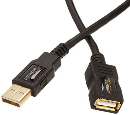 Picture of Amazon Basics USB 2.0 Extension Cable 2-Pack - A-Male to A-Female Adapter Cord - 3.3 Feet (1 Meter)