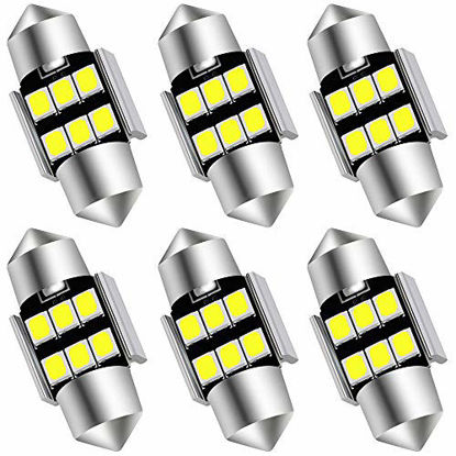 Picture of AUXLIGHT 6614 6641 6612F 6615 F30-WHP TS-14V1CP 29MM 1.14Festoon LED Interior Light Bulbs 6000K Xenon White, Super Bright 6SMD Chips for Car SUV Truck Sunvisor Vanity Mirror Lights (Pack of 6)